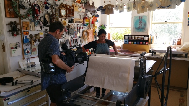 Fatima Killeen in her studio filming for the ABC Australia Wide program